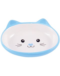 Миска для кошек керамическая Мордочка кошки голубая 160мл Керамикарт