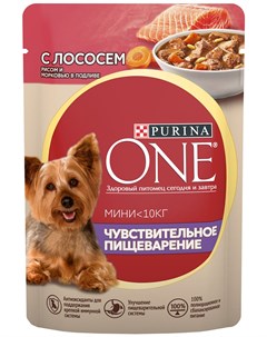 Мини чувствительное пищеварение для взрослых собак маленьких пород с лососем рисом и морковью в подл Purina one