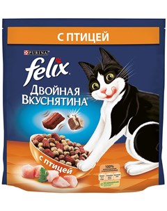 Двойная вкуснятина для взрослых кошек с птицей 0 75 кг Felix