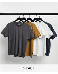 Набор из 5 футболок разных цветов Burton menswear
