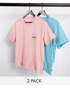 Набор из 2 футболок розового и голубого цветов в современном винтажном стиле с круглым логотипом экс Levi's®