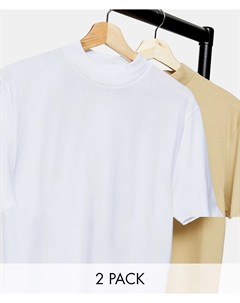 2 футболки белого и светло бежевого цвета Topman