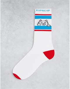 Белые носки с принтом кота Nermal RIPNDIP Rip n dip