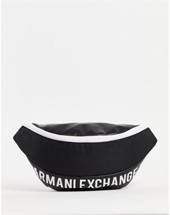 Черная сумка кошелек на пояс с текстовым логотипом Armani exchange