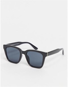 Черные солнцезащитные очки в крупной D образной оправе New look