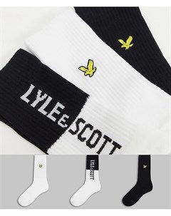Набор из 3 пар спортивных носков черного и белого цветов с логотипом Lyle Scott Bodywear Lyle & scott bodywear