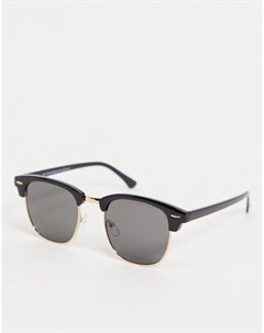 Квадратные солнцезащитные очки в черной ретро оправе New look