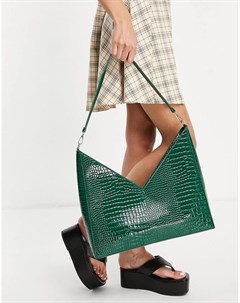 Зеленая сумка на плечо с фактурой под крокодиловую кожу и декоративной отделкой x Maura Эго