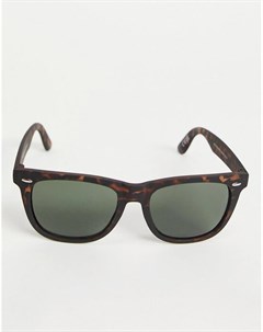 Солнцезащитные очки в стиле ретро в коричневой черепаховой оправе New look