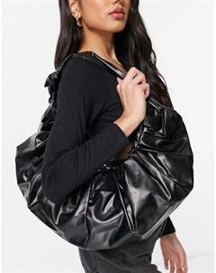 Черная сумка на плечо изогнутой формы со сборками Эго