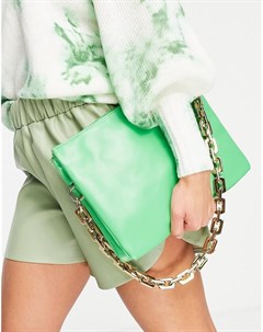 Зеленая сумка клатч с ручкой цепочкой Эго