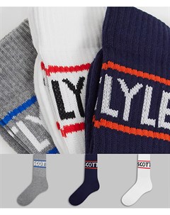 Набор из 3 пар спортивных носков разных цветов Lyle & scott bodywear