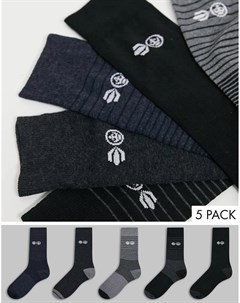 Набор из 5 пар серых носков Barnby Crosshatch