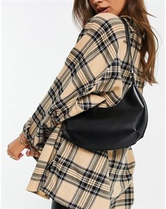 Черная сумка на плечо изогнутой формы из искусственной кожи в стиле 90 х с цепочкой Эго