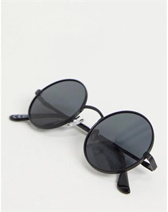 Круглые солнцезащитные очки в черной металлической оправе New look