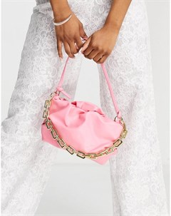 Розовая сумка на плечо с ручкой в виде массивной цепочки Эго
