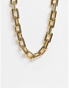 Золотистое массивное ожерелье цепочка с квадратными звеньями Эго