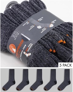 Набор из 5 пар толстых носков серого цвета Weatherproof