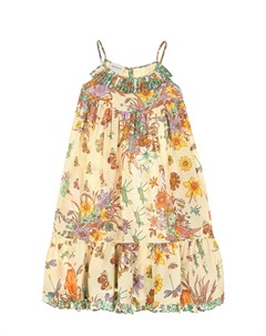 Шелковое платье с принтом Flora Gucci