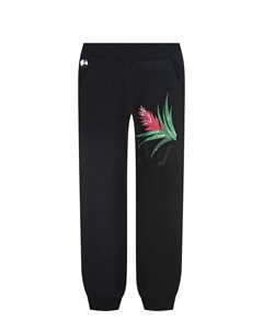 Черные спортивные брюки с цветочным принтом и стразами Philipp plein