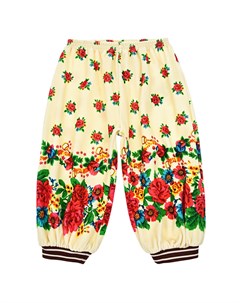 Спортивные брюки из велюра с цветочным принтом Gucci