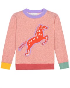 Розовый джемпер с декором лошадь детский Stella mccartney