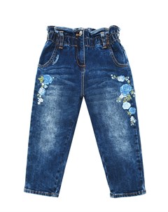 Синие джинсы с вышивкой детские Monnalisa