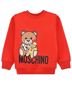 Красный свитшот с принтом мишка и пряник детский Moschino