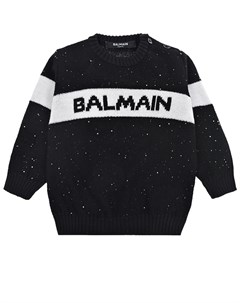 Черно белый джемпер с вышивкой пайетками детское Balmain