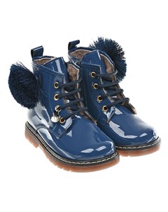 Синие ботинки с помпонами Monnalisa