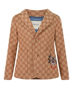 Бежевый пиджак с накладными карманами Gucci