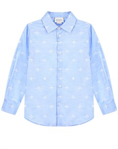 Рубашка из хлопка голубого цвета Gucci