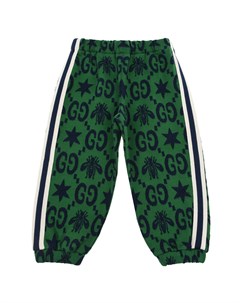 Зеленые спортивные брюки с лампасами Gucci