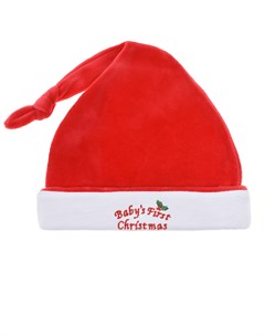 Красная шапка колпак с вышивкой Babys first Christmas Kissy kissy