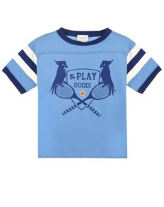 Голубая футболка с принтом the Play Gucci
