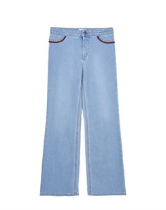 Голубые джинсы с отделкой шнуром Gucci