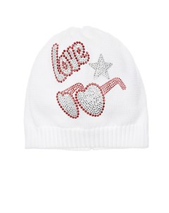 Белая шапка с надписью из стразов Love детская Catya