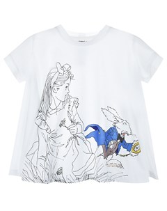 Белая футболка с принтом Алиса в Стране чудес Scrambled ego