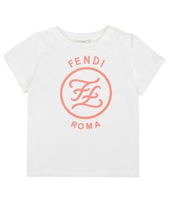 Белая футболка с розовым логотипом Fendi