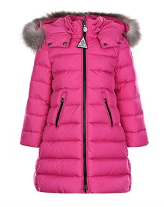 Розовое пуховое пальто приталенного кроя Moncler