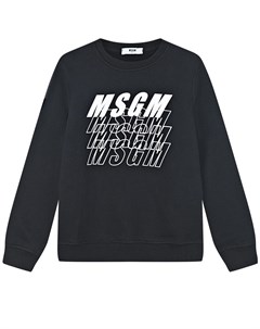 Черный свитшот с белым логотипом Msgm