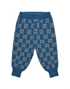 Голубые спортивные брюки из шерсти Gucci