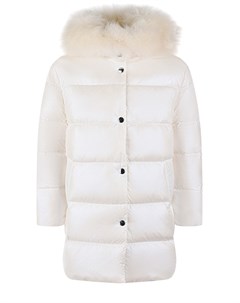Белое пальто с меховой отделкой Yves salomon