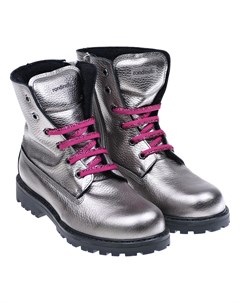 Серебристые ботинки с розовыми шнурками Rondinella