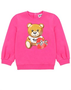 Свитшот цвета фуксии с принтом медвежонок детский Moschino
