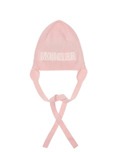 Розовая шапка из шерсти на завязках Moncler