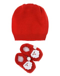 Подарочный набор шапка и пинетки с аппликацией Дед Мороз Story loris