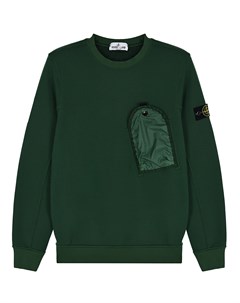 Зеленый свитшот с накладным карманом детский Stone island