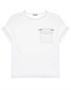 Белая футболка с накладным карманом Brunello cucinelli