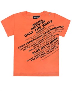 Оранжевая футболка с текстовым принтом Diesel
